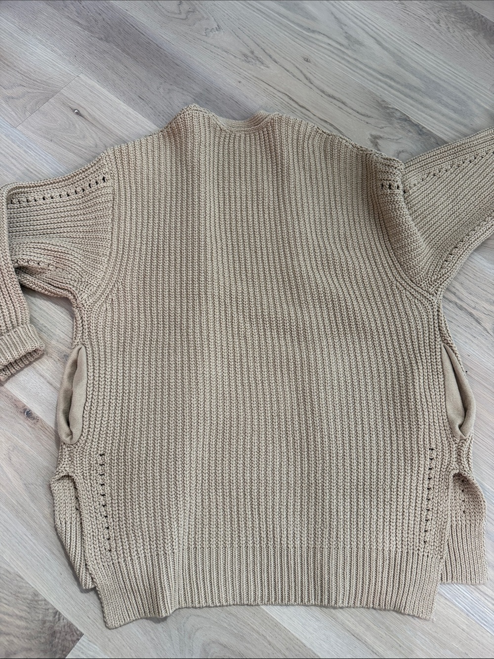 Free People Open-Front Taupe/Beige Ribbed Cardigan - Picture 8 of 8